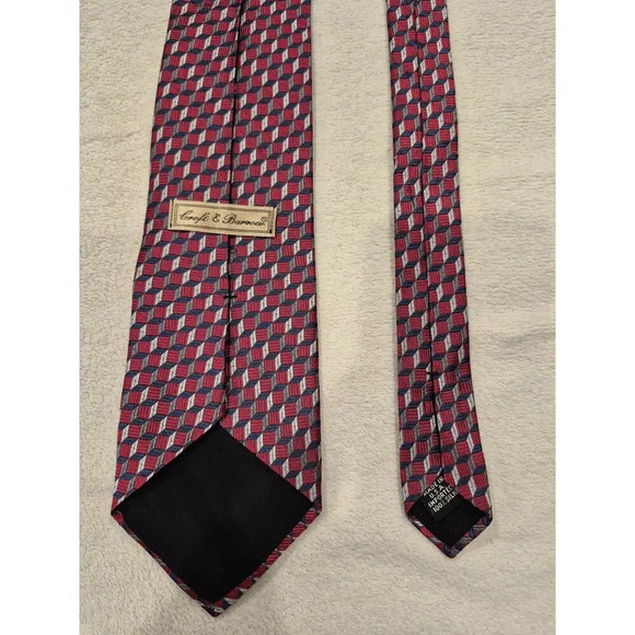 Croft & Barrow Ties Red Geometric Silk Necktie Men's Classic - Picture 4 of 8